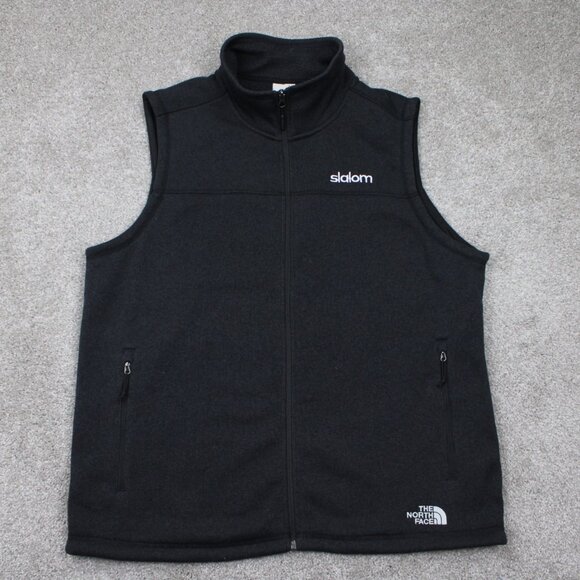 The North Face Fleece Vest Men XL Black Full Zip Soft Shell Zipper Pocket Jacket - Picture 1 of 16